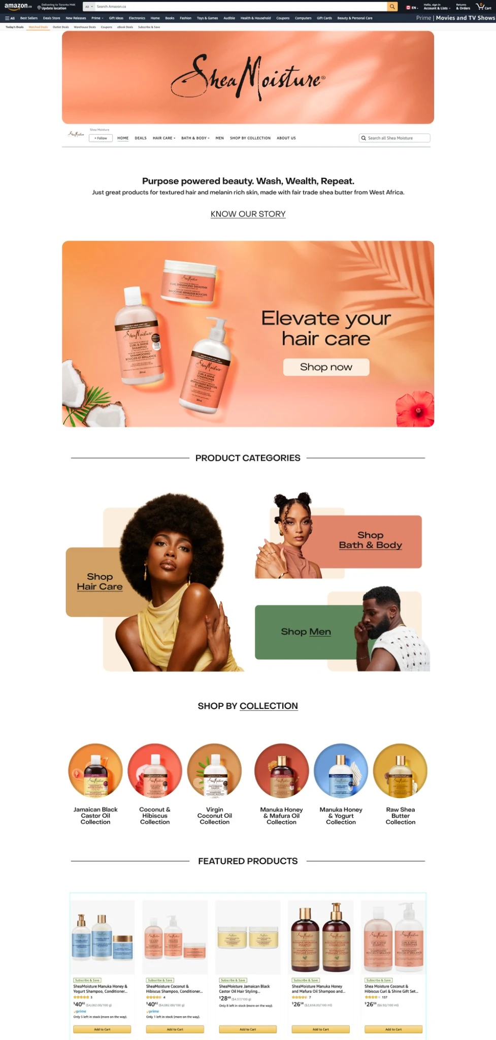 SheaMoisture Amazon storefront homepage