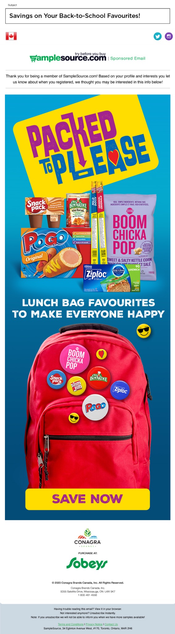 Packed to Please sponsored email execution