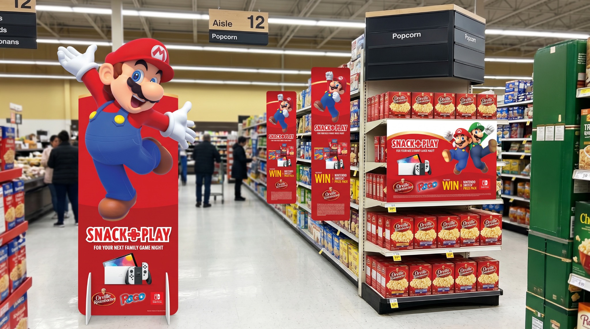 Snack + Play supermarket display